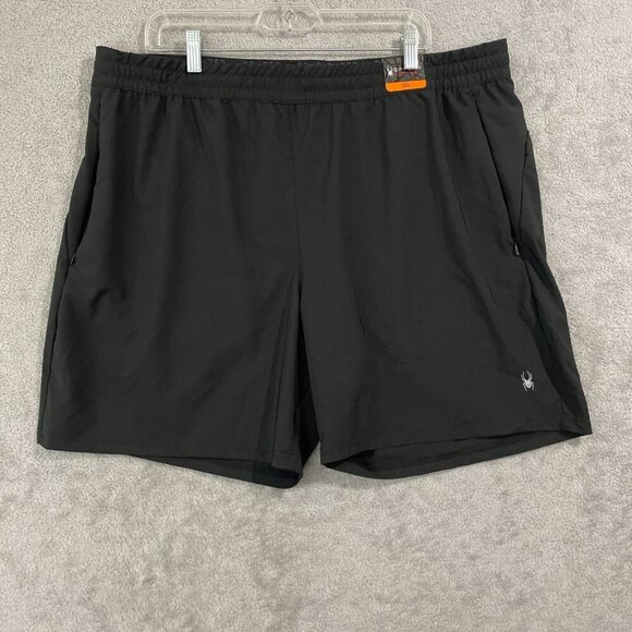 NEW Spyder Active Mens XXL Black Athletic Shorts Polyester & Elastane - Picture 2 of 9